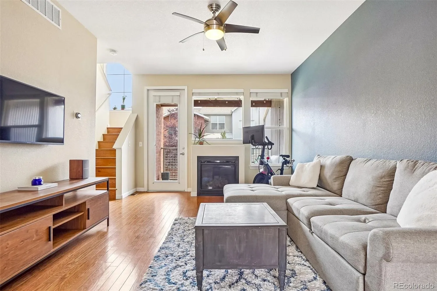 Living room with fireplace at Alexandra's 84 Spruce Street listing